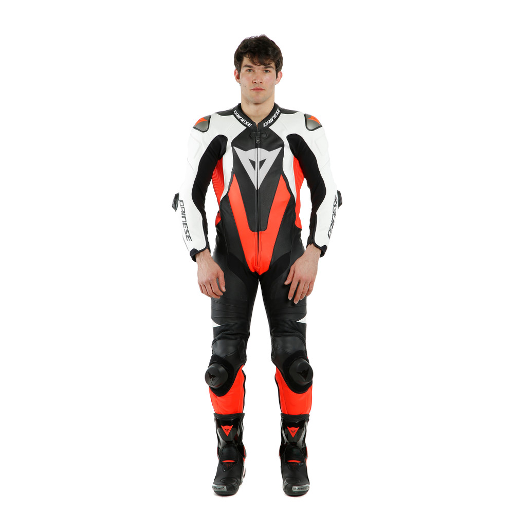 laguna-seca-5-1pc-leather-suit-perf-black-white-fluo-red image number 2