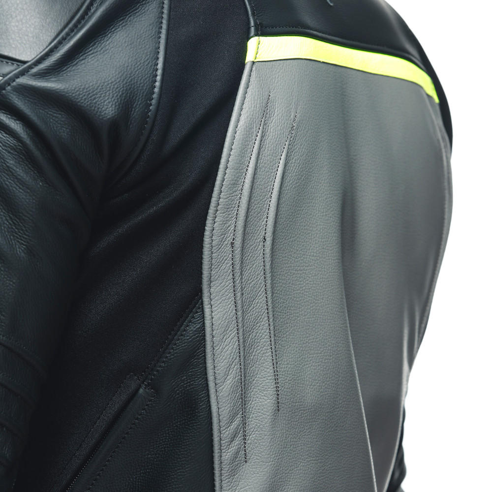racing-4-leather-jacket-charcoal-gray-black image number 8